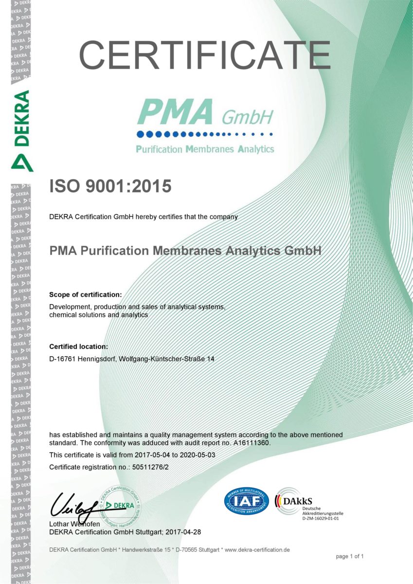 ISO 9001, membraPure